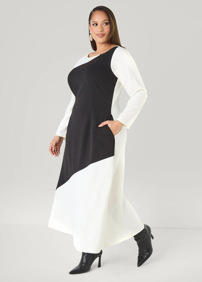 Two Tone Maxi A Line Dress