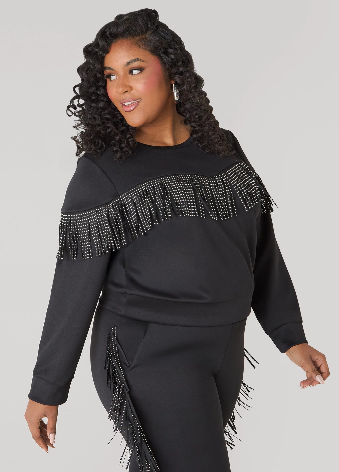Studded Fringe Pullover