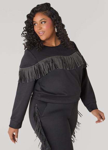 Studded Fringe Pullover