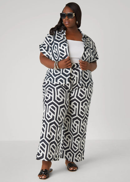 Geo Print Cotton Pants