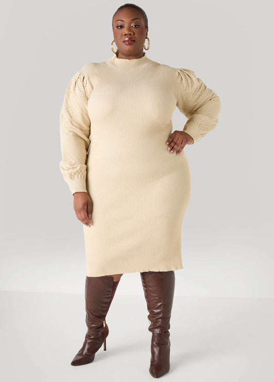 Textured Metallic Sweater Dress
