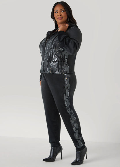 Sequined Velour Joggers