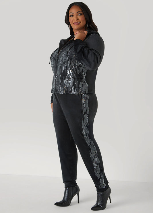 Sequined Velour Joggers
