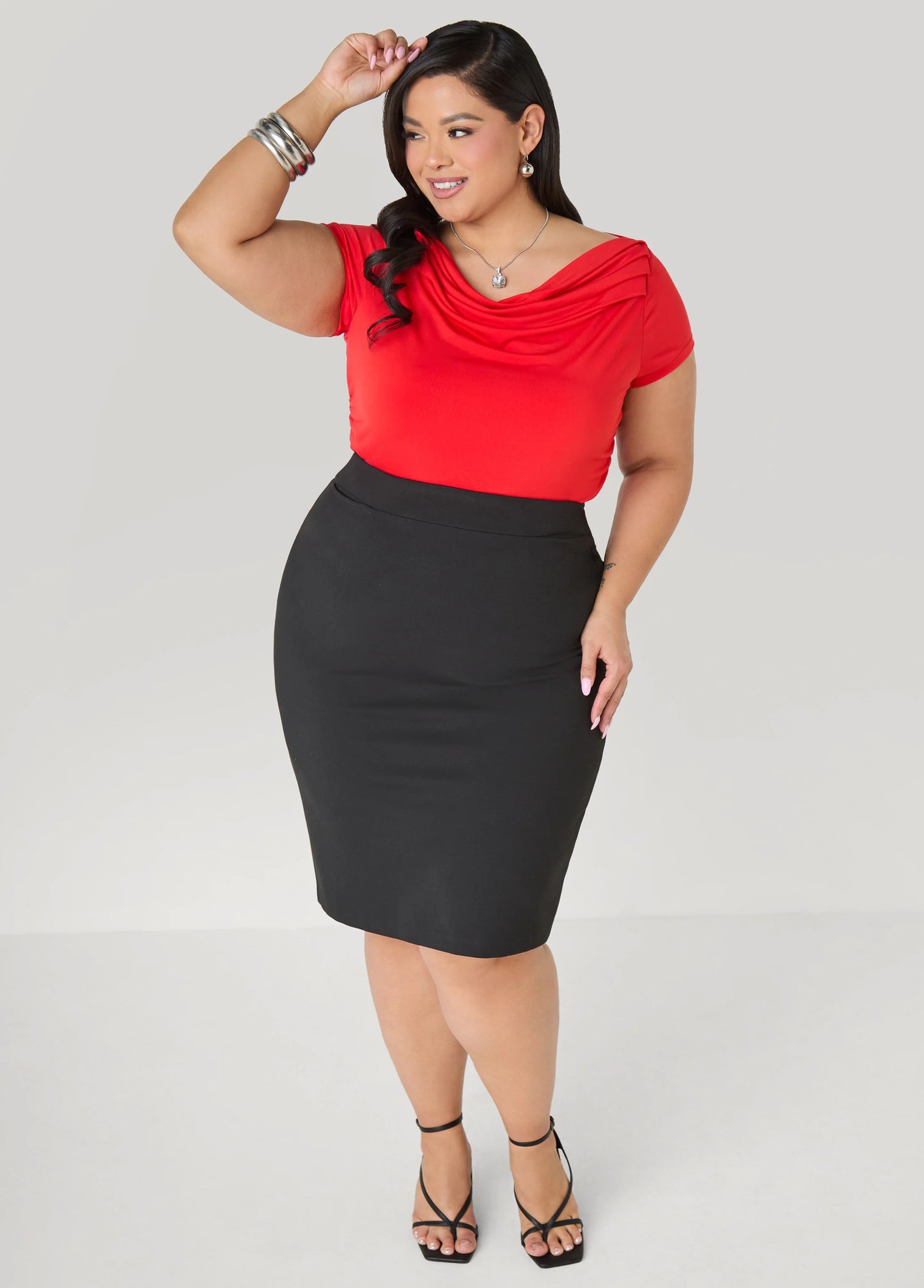 Ruched Cowl Neck Top