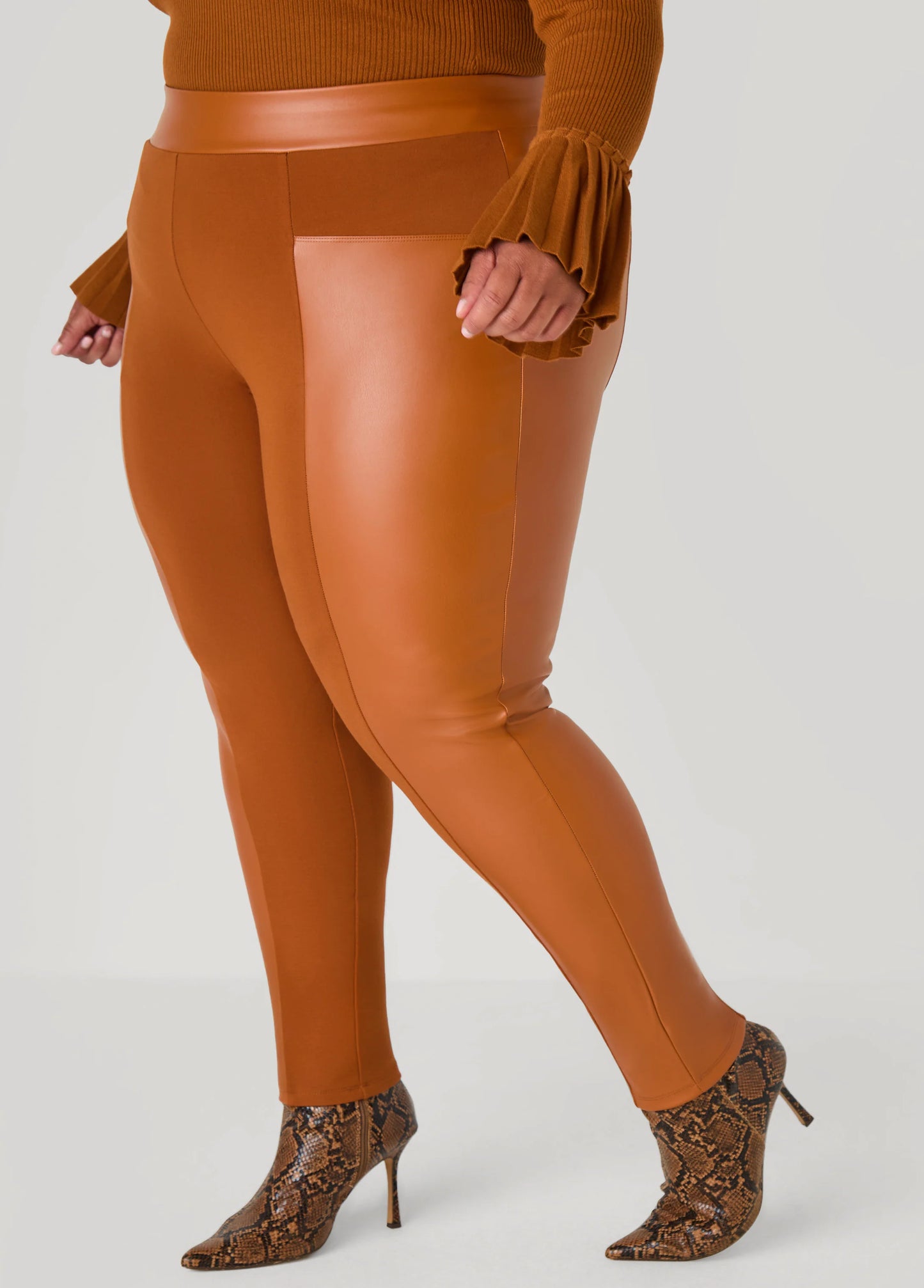 Faux Leather Paneled Leggings
