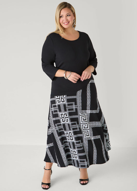 Textured Greek Key Maxi Dress