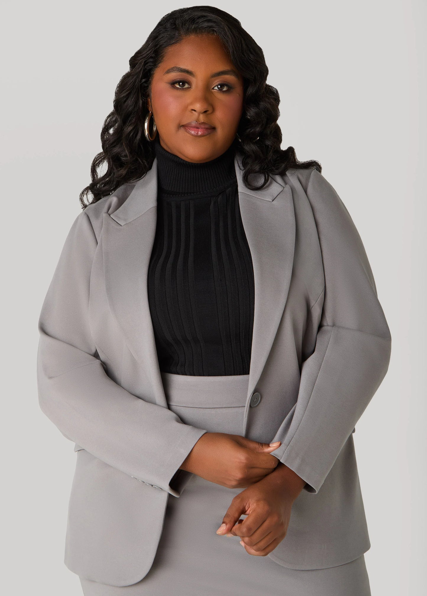 Buttoned Ponte Blazer