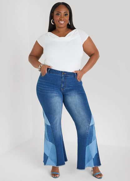 Patchwork Flared Jeans