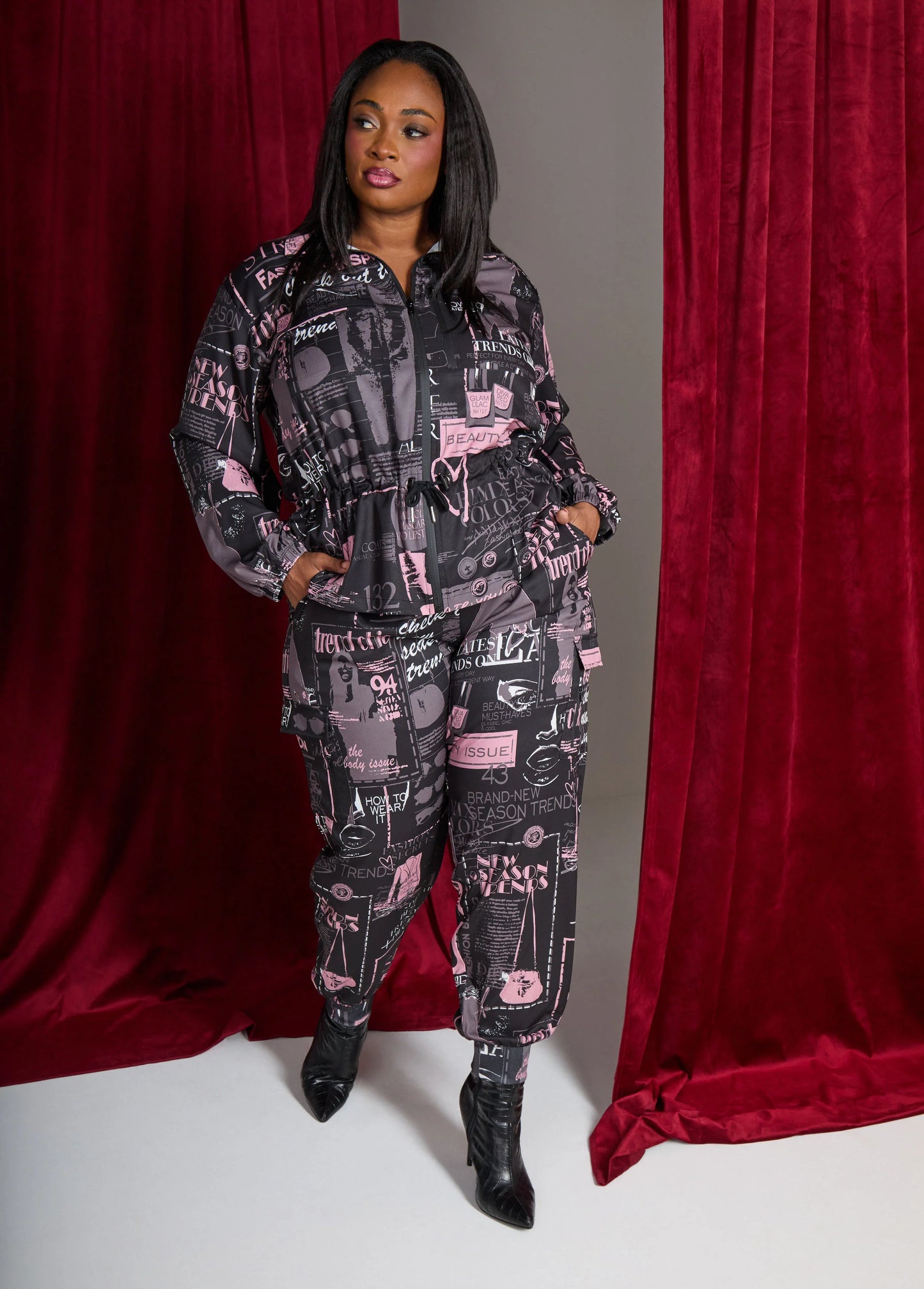 Newspaper Print Cargo Joggers