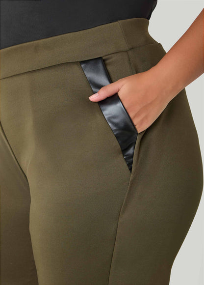 Faux Leather Paneled Joggers
