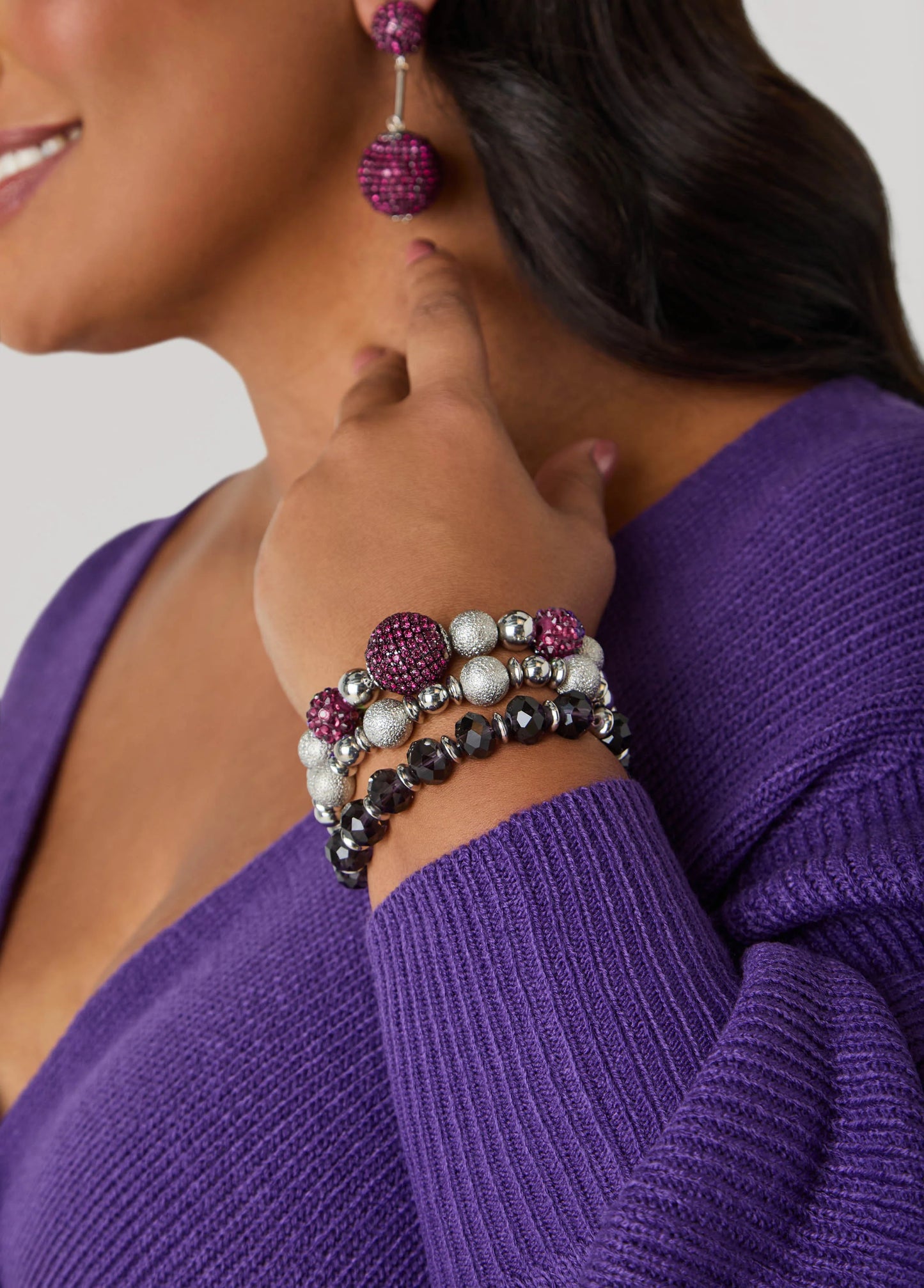 Silver Tone Stretch Bracelet Set