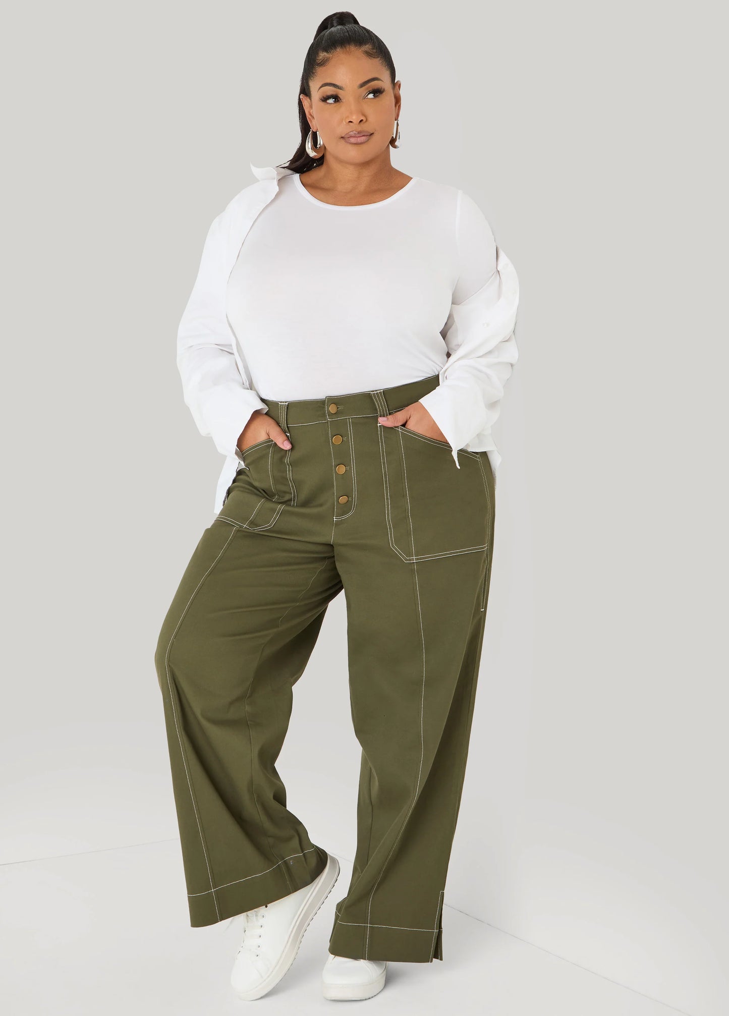Twill Wide Leg Pants
