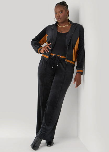 Stripe Trimmed Velour Pants