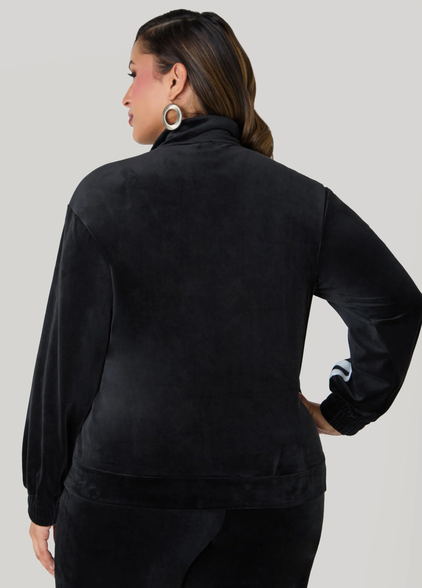 Stripe Trimmed Velour Track Jacket