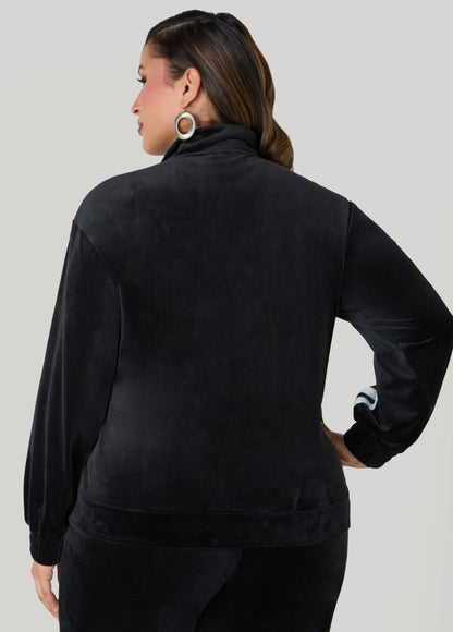 Stripe Trimmed Velour Track Jacket