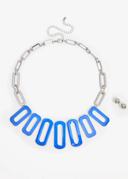 Enamel Necklace And Earrings Set