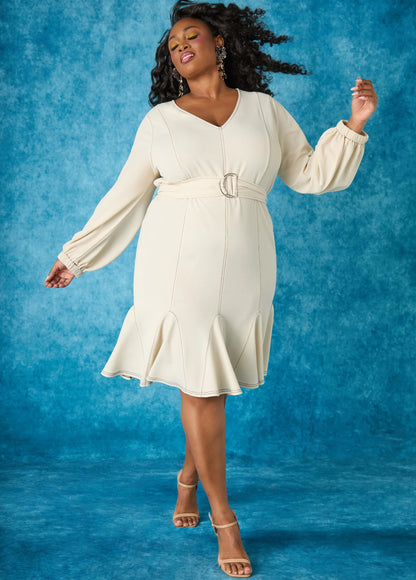 Seam Detailed Flounced Dress