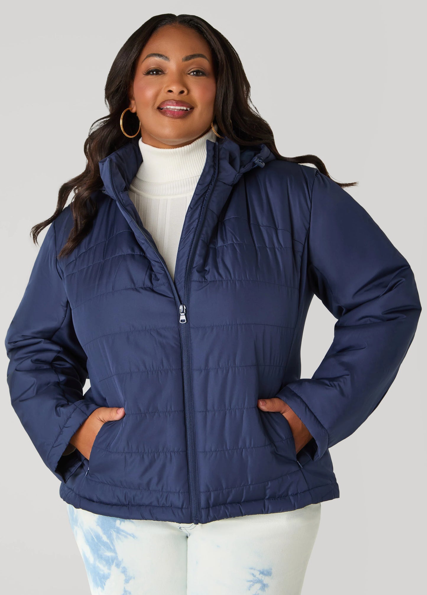 Knit Paneled Hooded Jacket