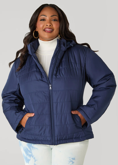 Knit Paneled Hooded Jacket