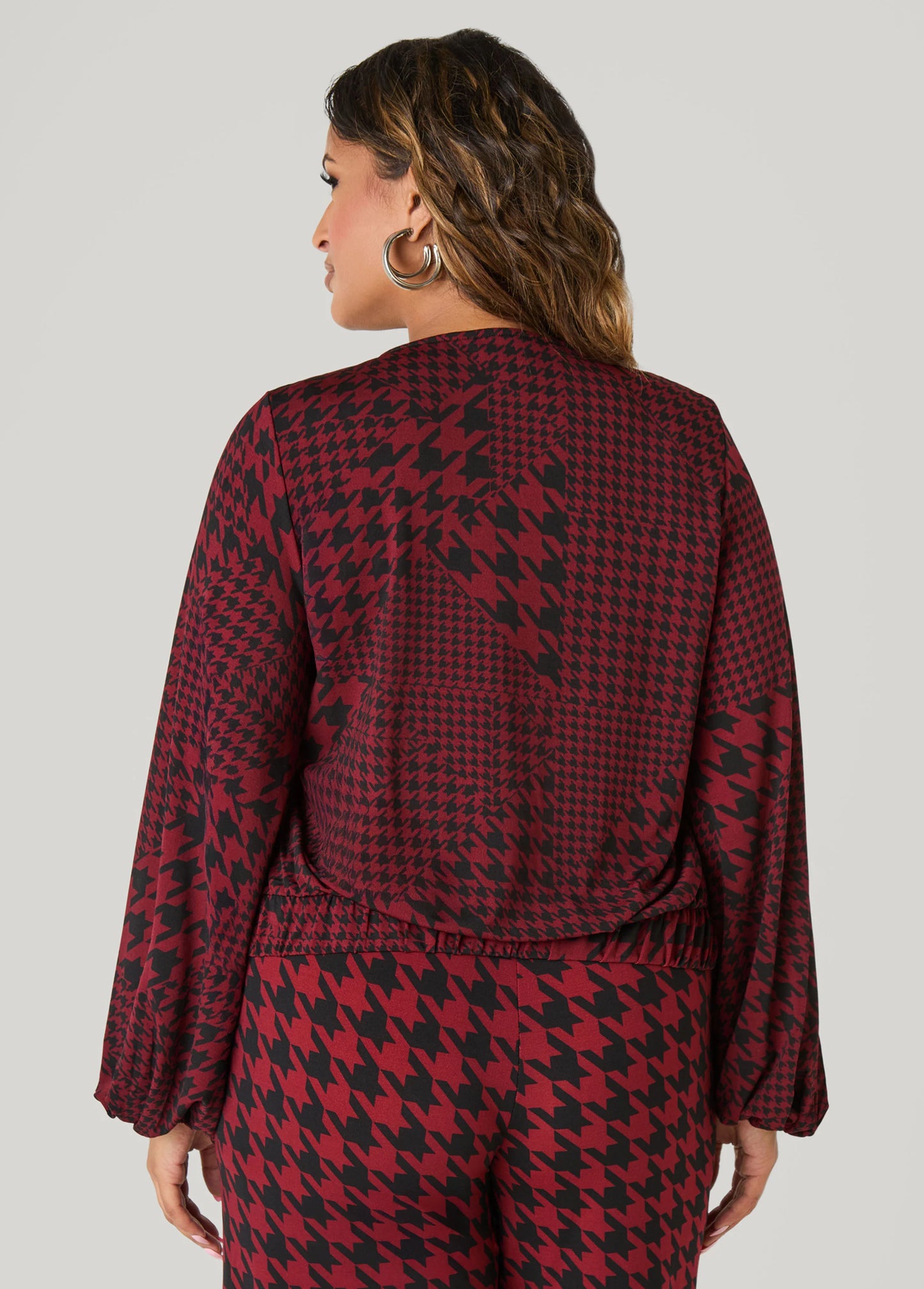 Houndstooth V Neck Top