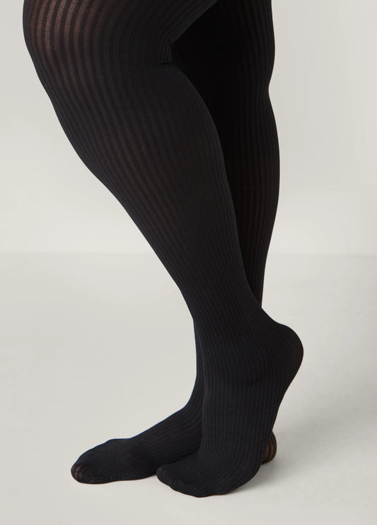 60 Denier Ribbed Footed Tights