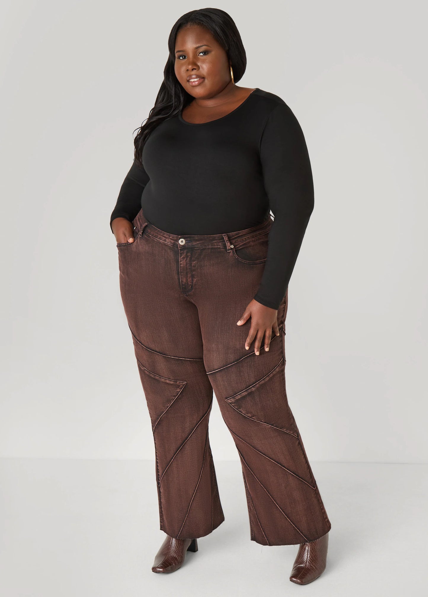 High Rise Seamed Flared Jeans