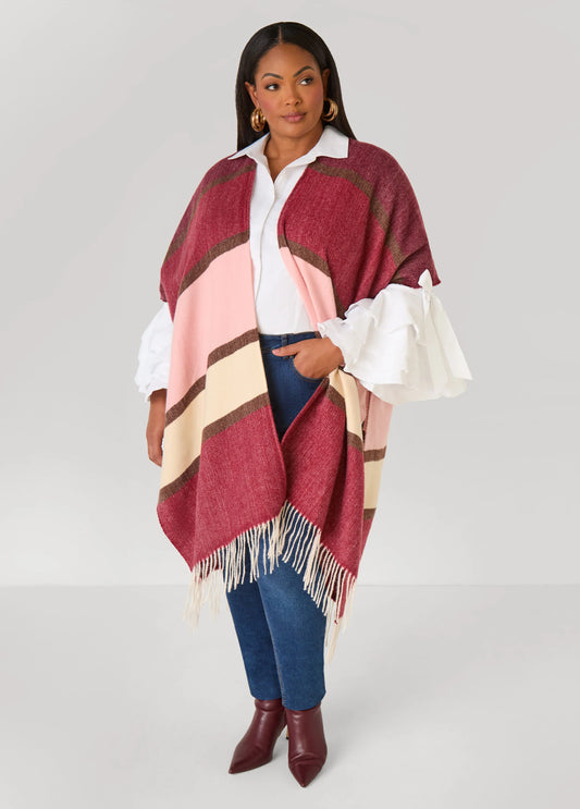Colorblock Brushed Knit Kimono