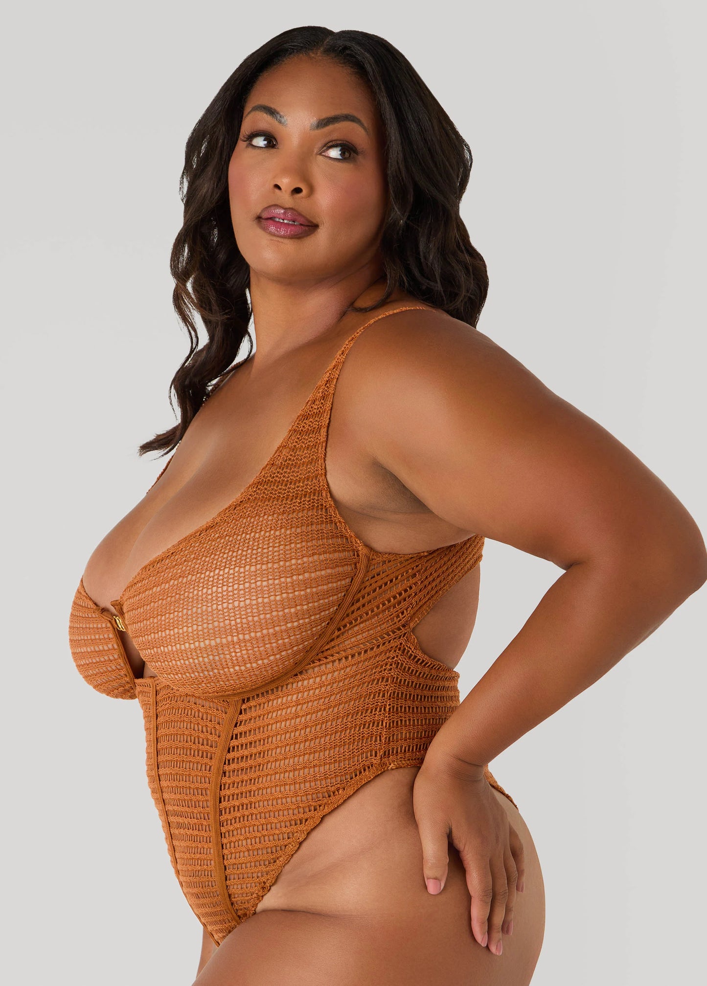 Ring Embellished Crochet Bodysuit