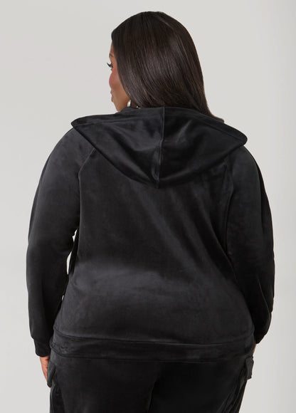 Hooded Velour Track Jacket