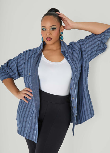 Frayed Striped Shirt