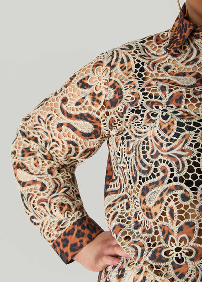 Leopard Print Corded Lace Shirt