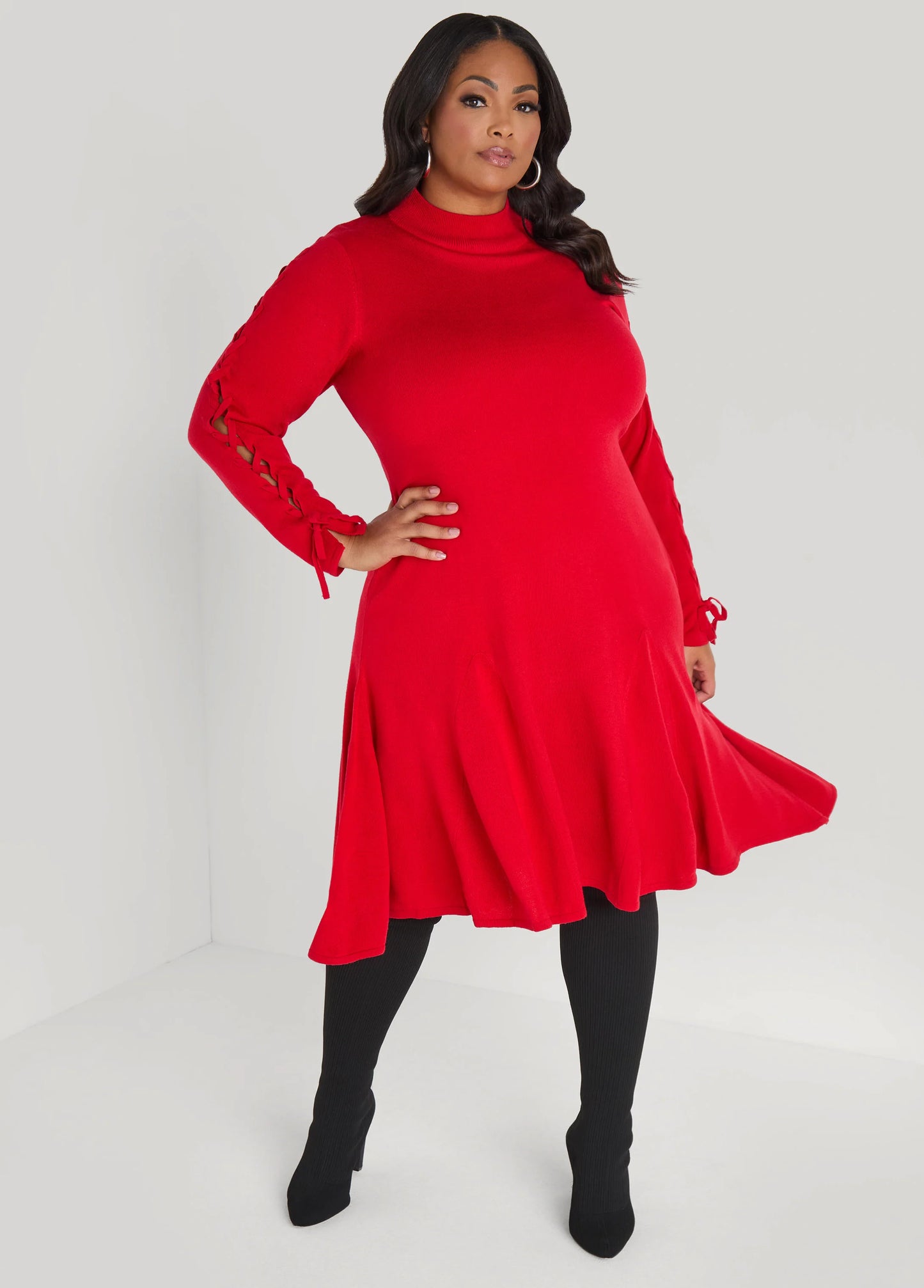 Lace Up Sweater Dress