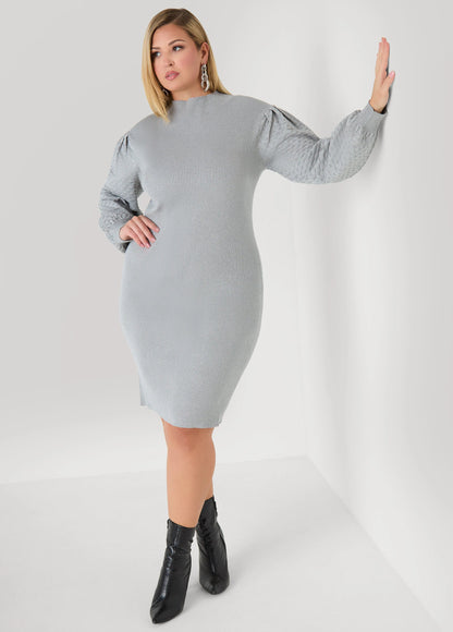 Metallic Textured Sweater Dress