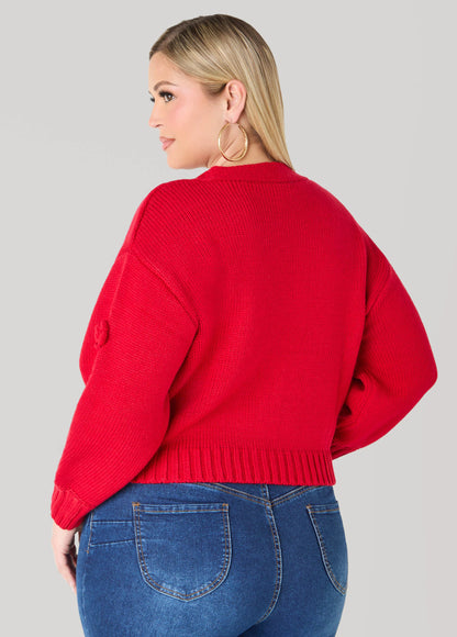 Cropped Rosette Cardigan