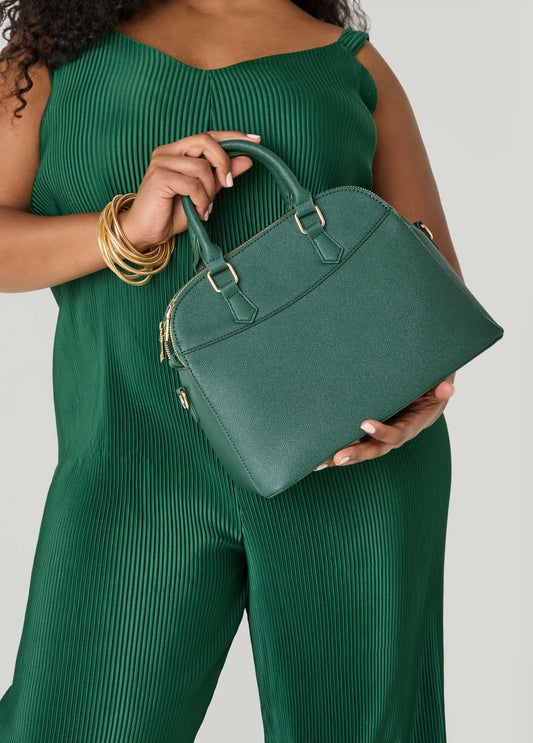 Texture Faux Leather Satchel