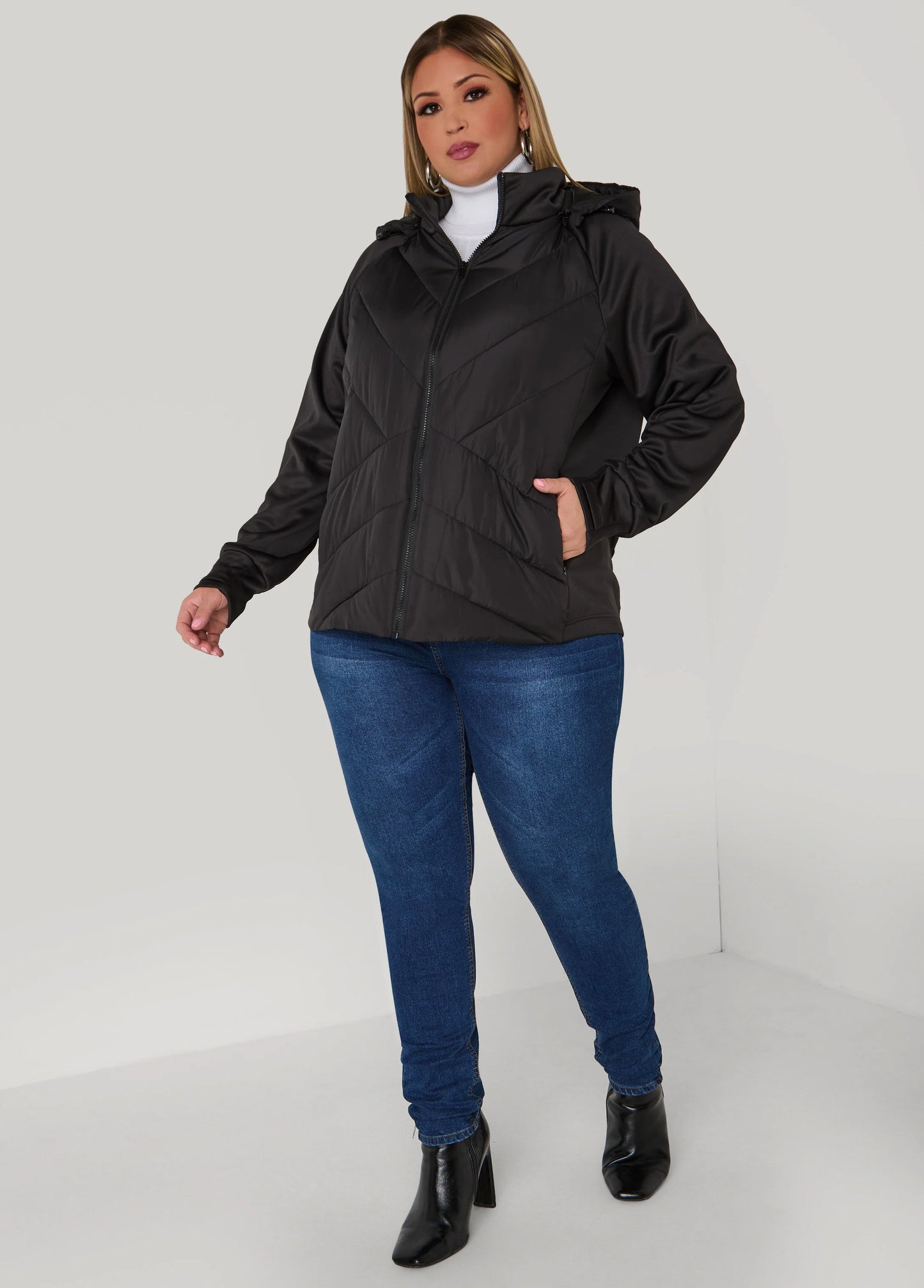 Knit Paneled Quilted Jacket