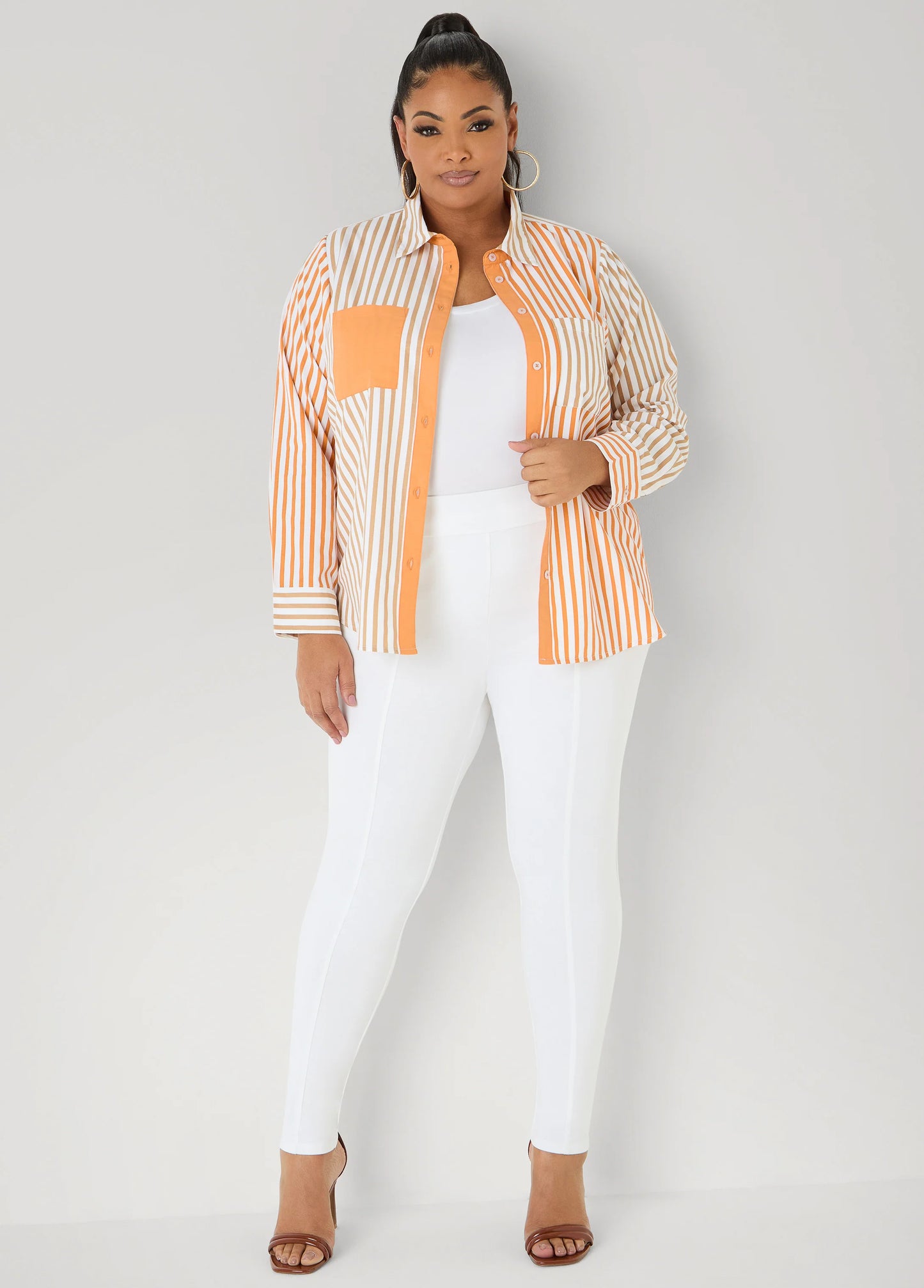 Colorblocked Striped Shirt