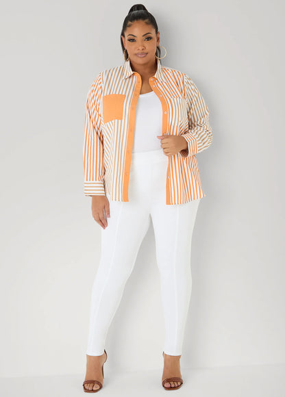 Colorblocked Striped Shirt