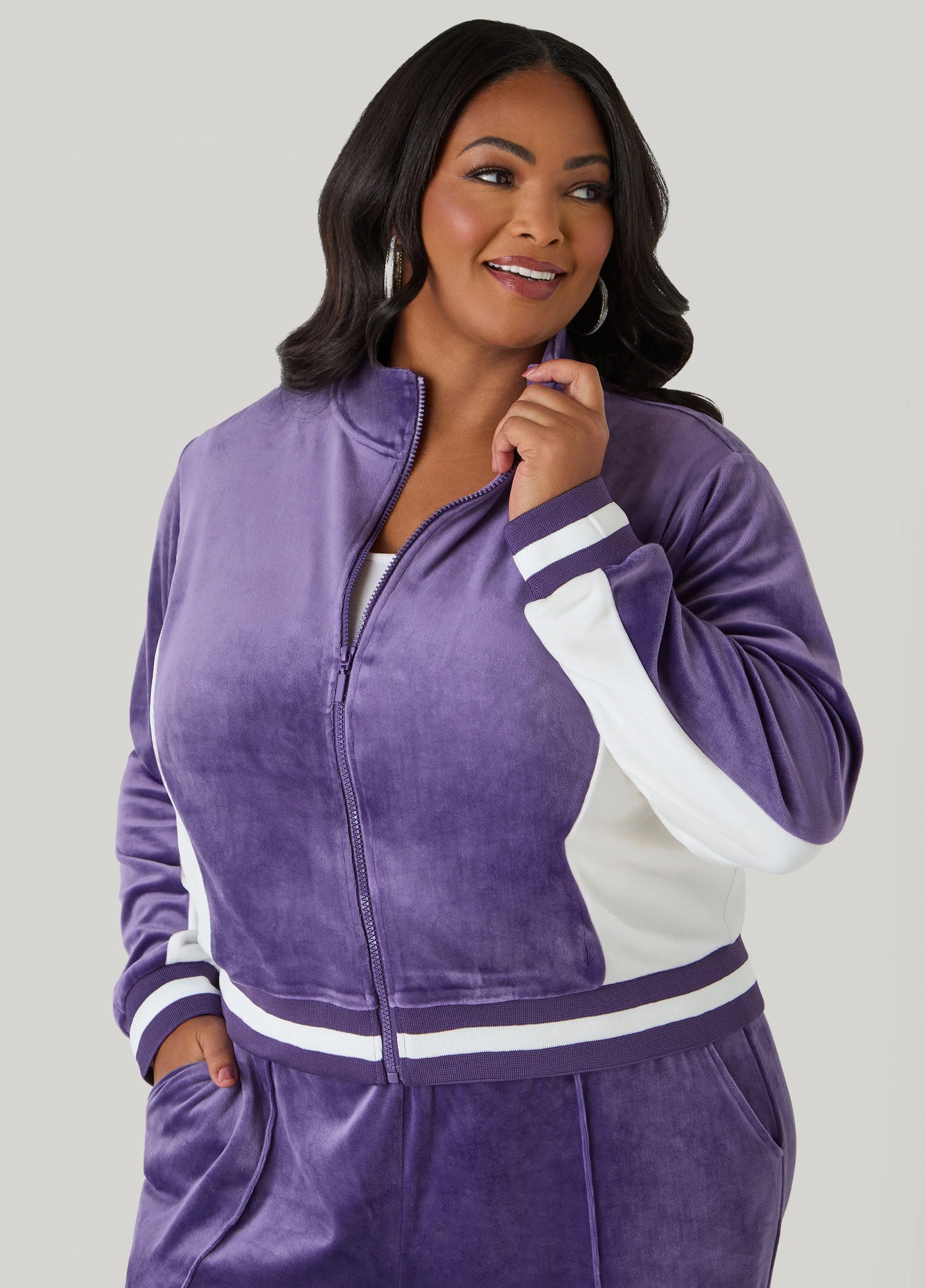 Two Tone Velour Track Jacket