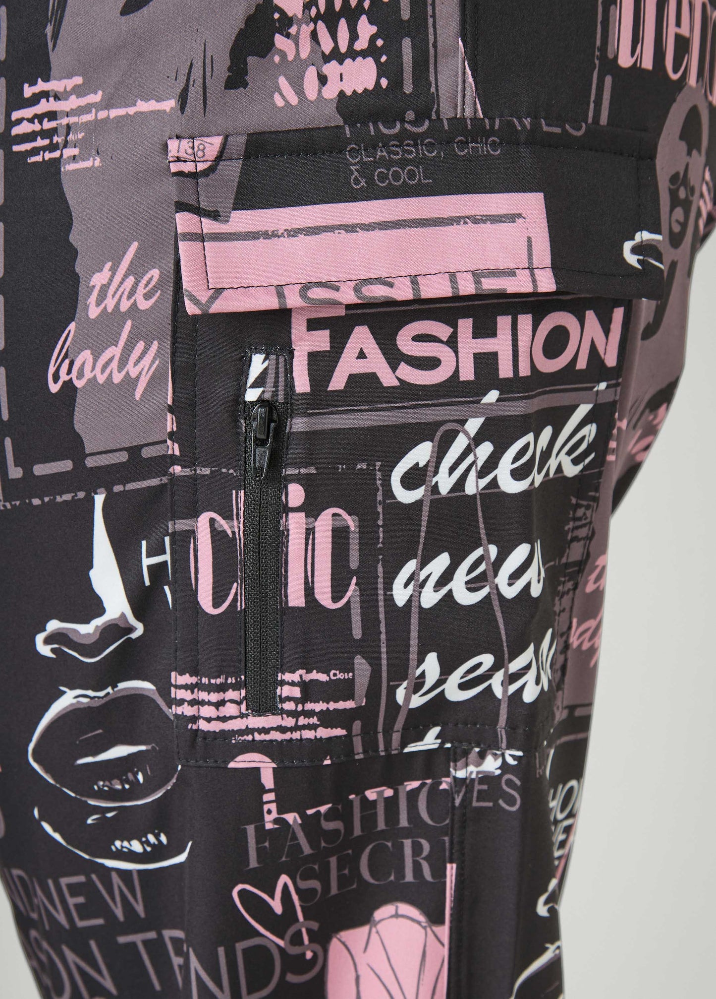 Newspaper Print Cargo Joggers