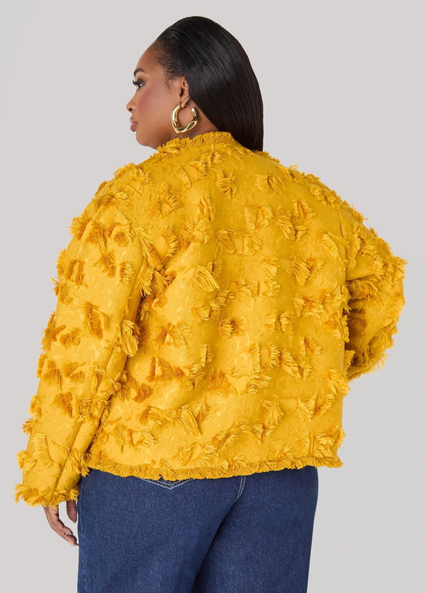 Frayed Textured Twill Jacket