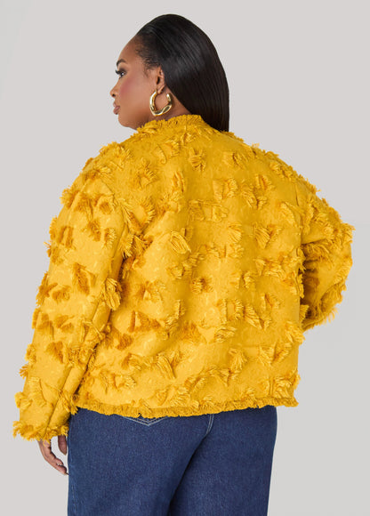 Frayed Textured Twill Jacket