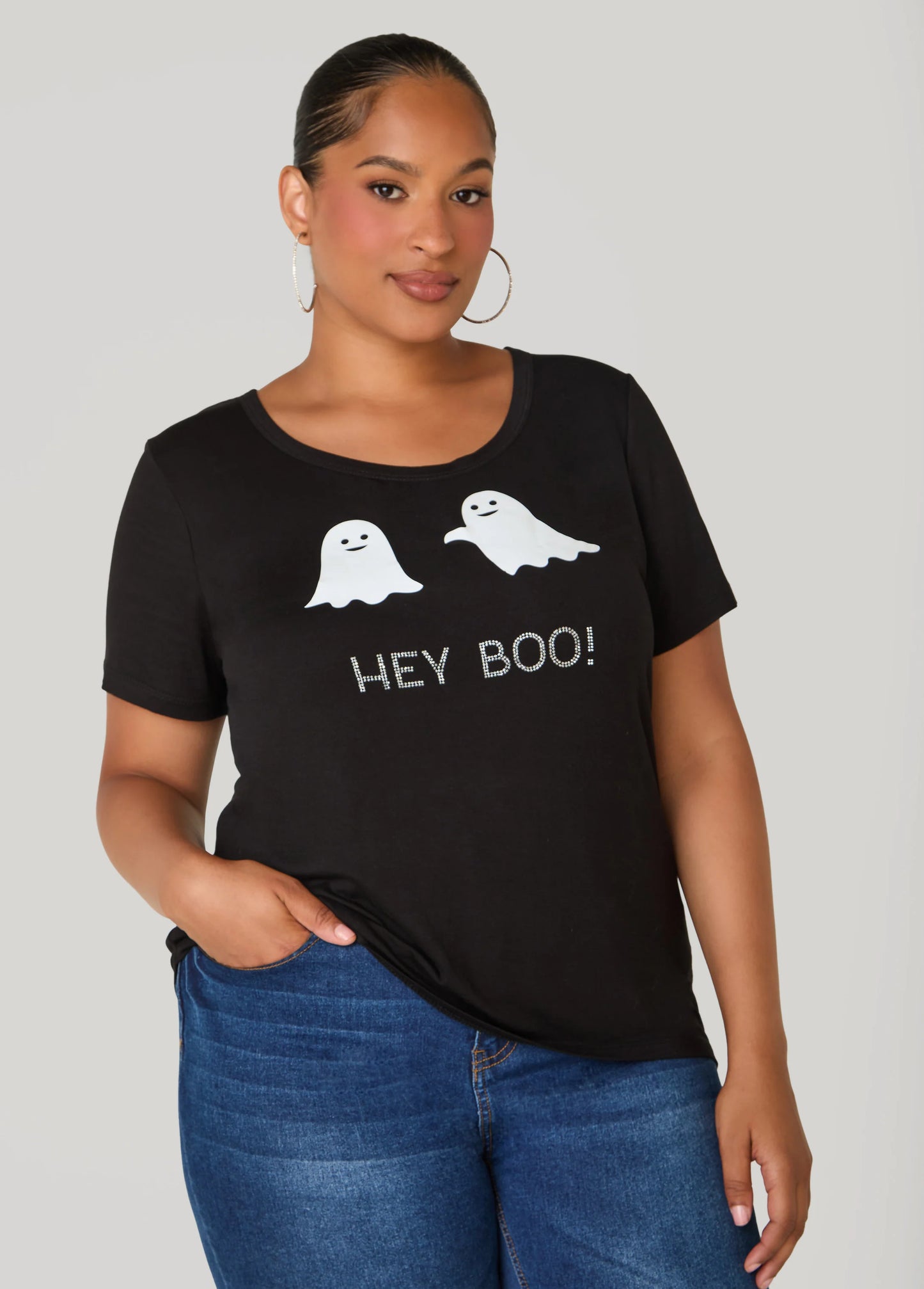 Hey Boo Crystal Graphic Tee