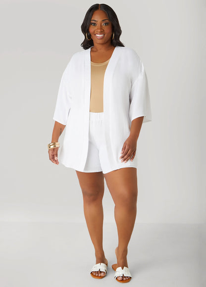 Textured Open Front Jacket