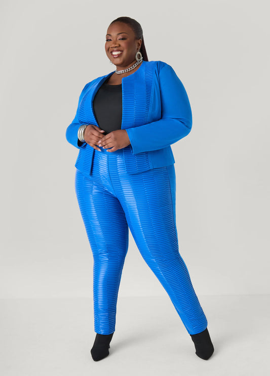 Pleated Faux Leather Ponte Leggings