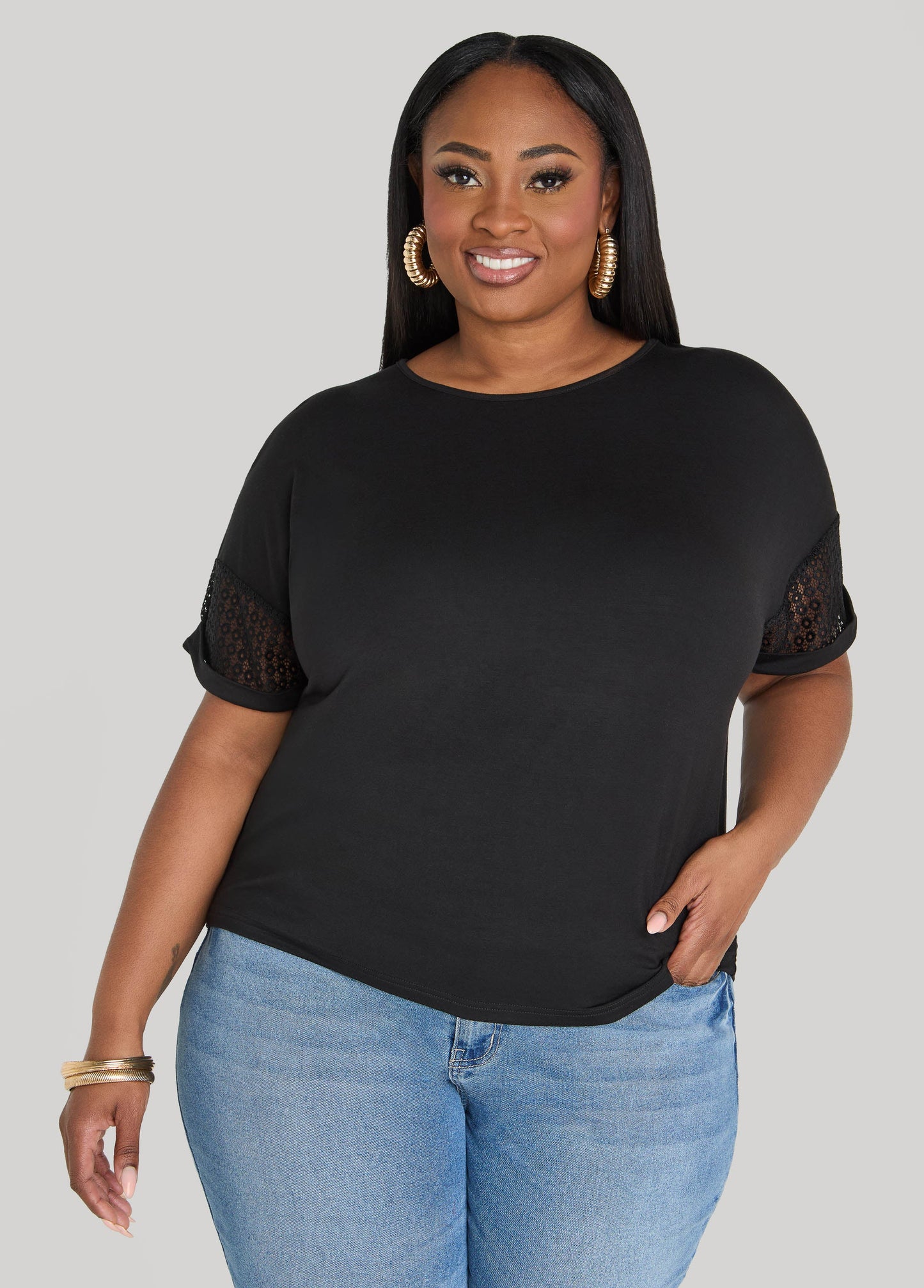 Crochet Paneled T Shirt