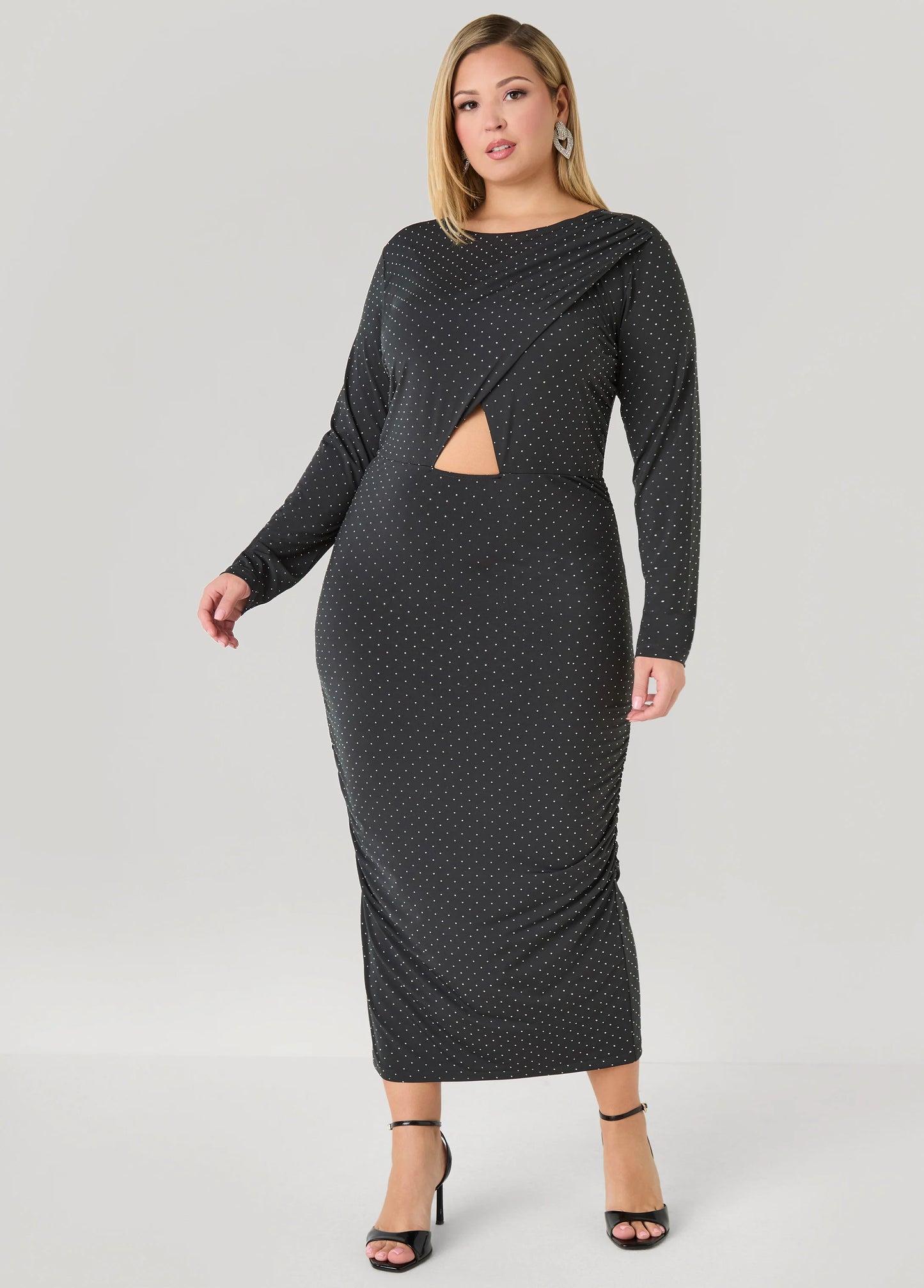 Studded Faux Wrap Bodycon Dress