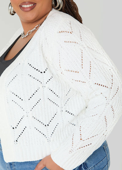 Pointelle Knit Chenille Cardigan