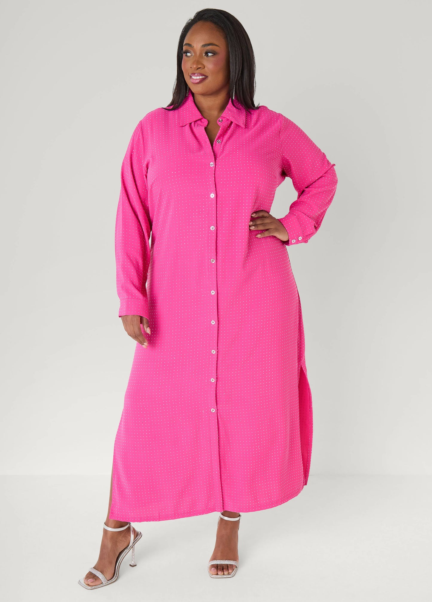 Studded Maxi Shirtdress