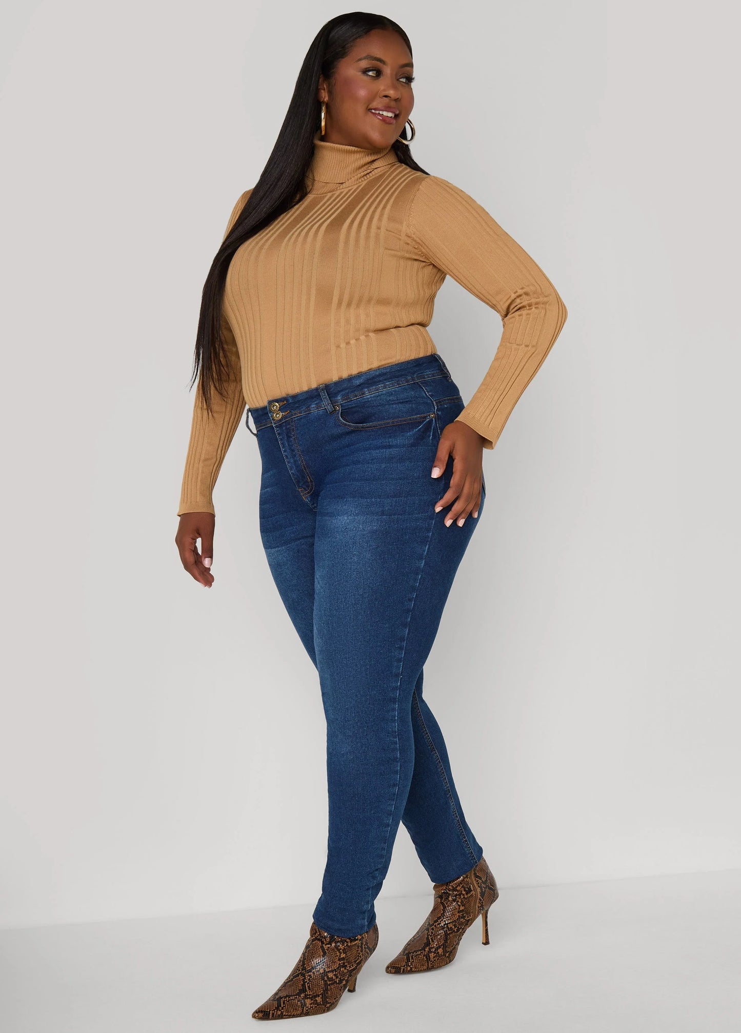 Turtleneck Ribbed Knit Sweater